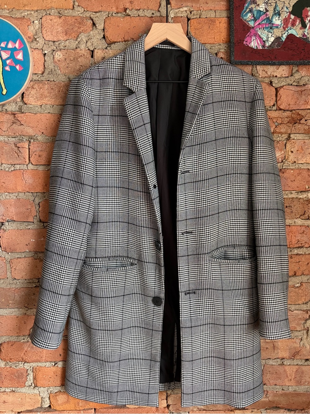 H&M Gray Glen Plaid Blazer Jacket